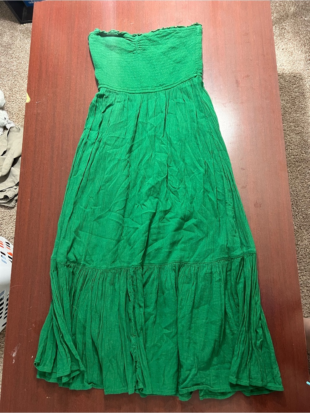 aerie Green Ribbed Strapless Top